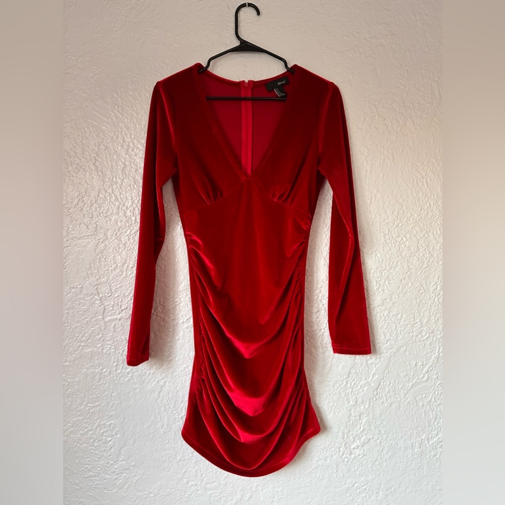 Velvet red midi dress